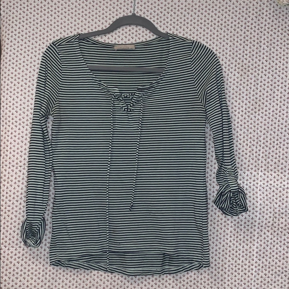 Long sleeve, lace neck shirt